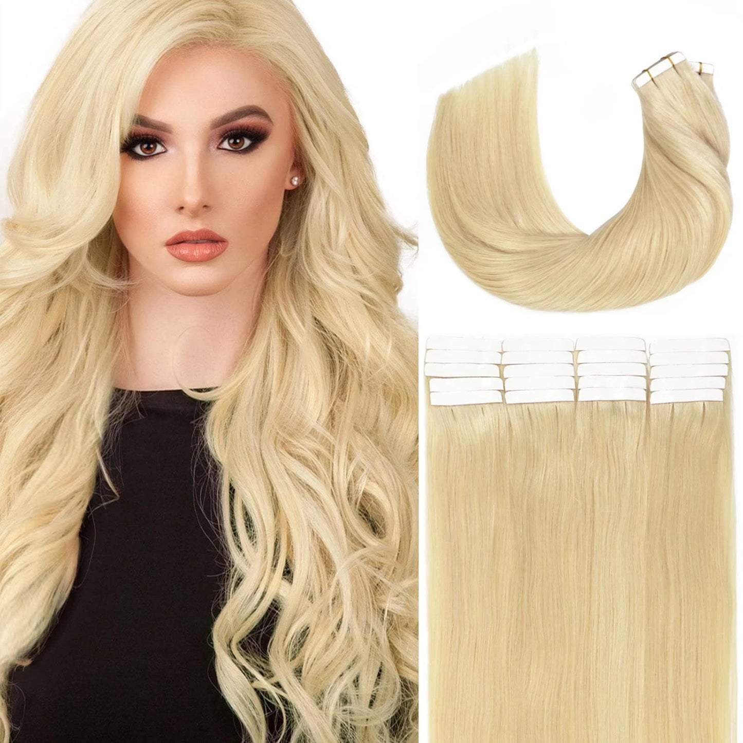 Bleach Blonde Tape In Hair Extensions