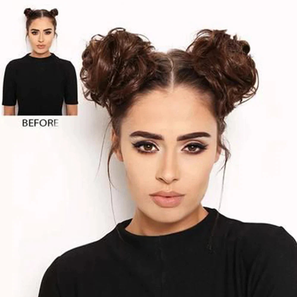 Brown Donut Updo Synthetic Hair Buns