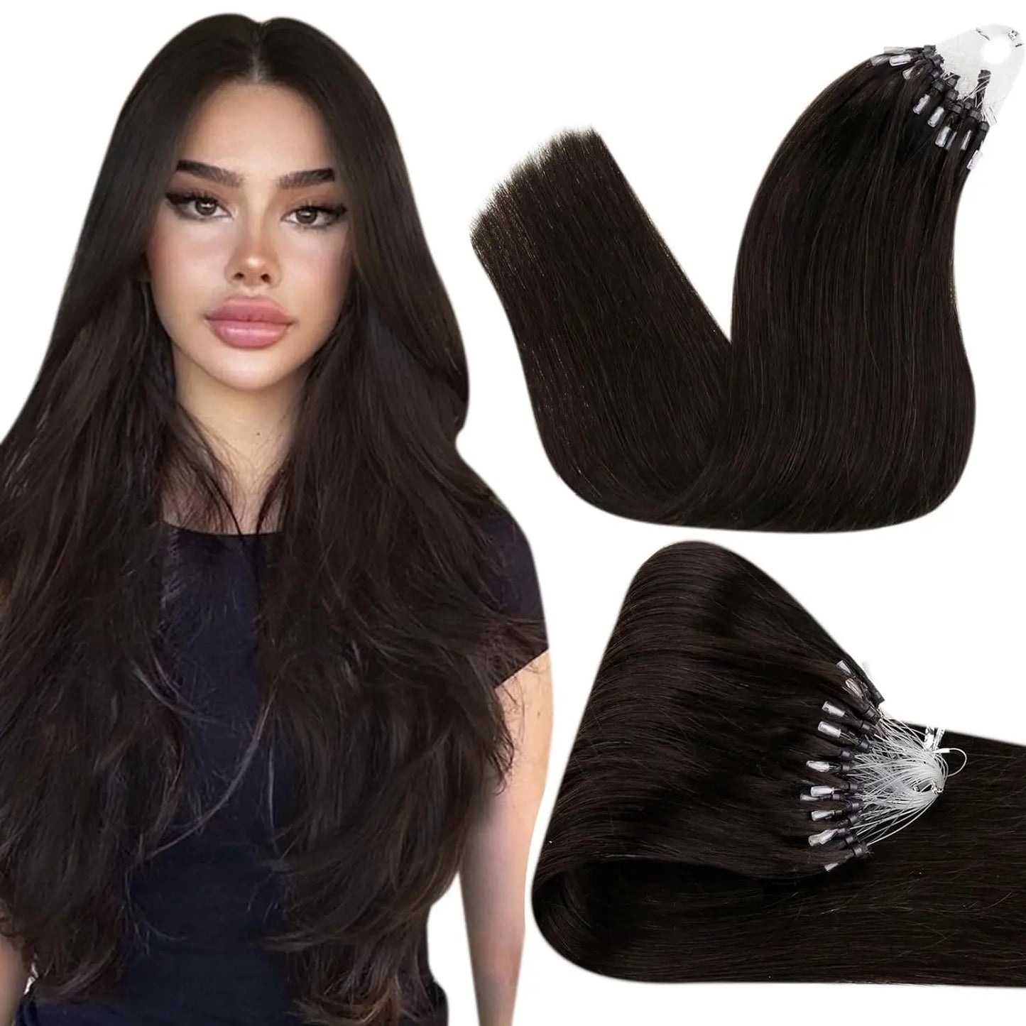 Human Hair Extensions Brown Micro Loop Extensions