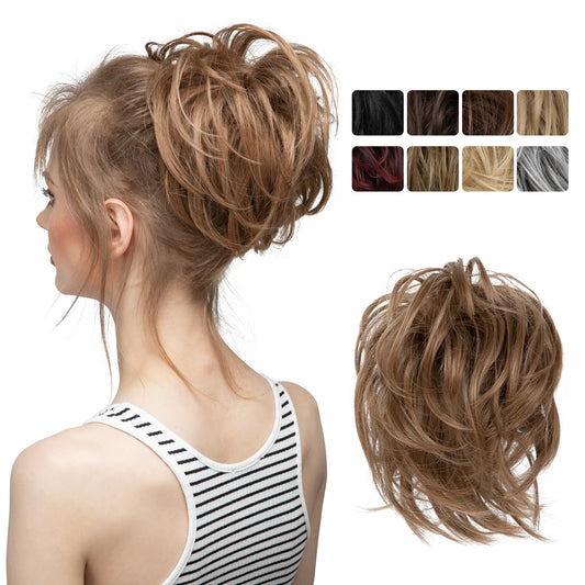 Synthetic Elastic Messy Bun Fake Hair Chignon Curly Scrunchie Updo Donut Hairpieces Bands Bundle Tail Blonde Hair For Women