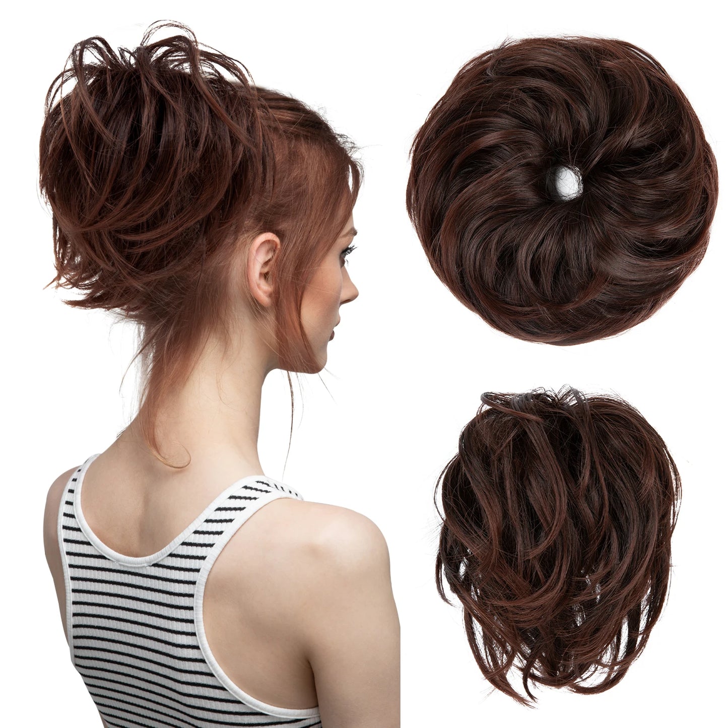 Synthetic Elastic Messy Bun Fake Hair Chignon Curly Scrunchie Updo Donut Hairpieces Bands Bundle Tail Blonde Hair For Women