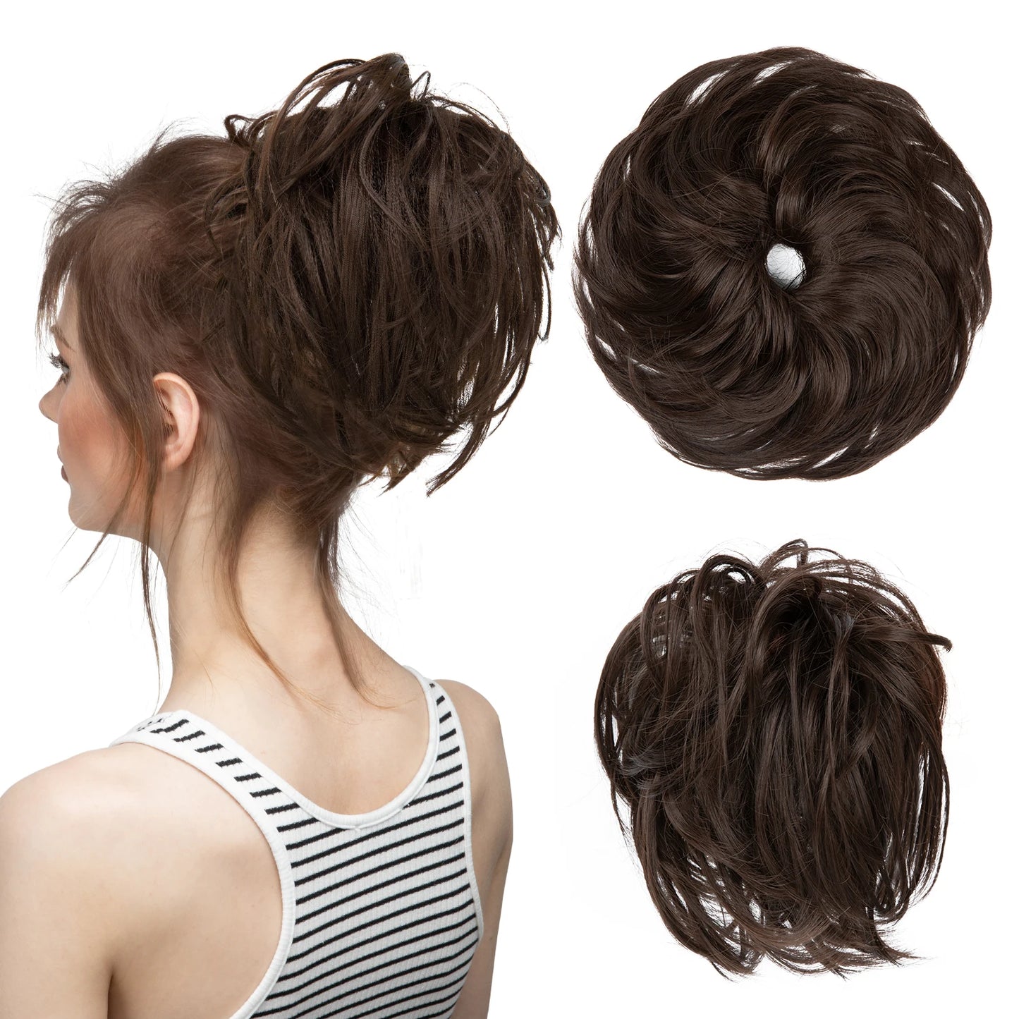 Synthetic Elastic Messy Bun Fake Hair Chignon Curly Scrunchie Updo Donut Hairpieces Bands Bundle Tail Blonde Hair For Women