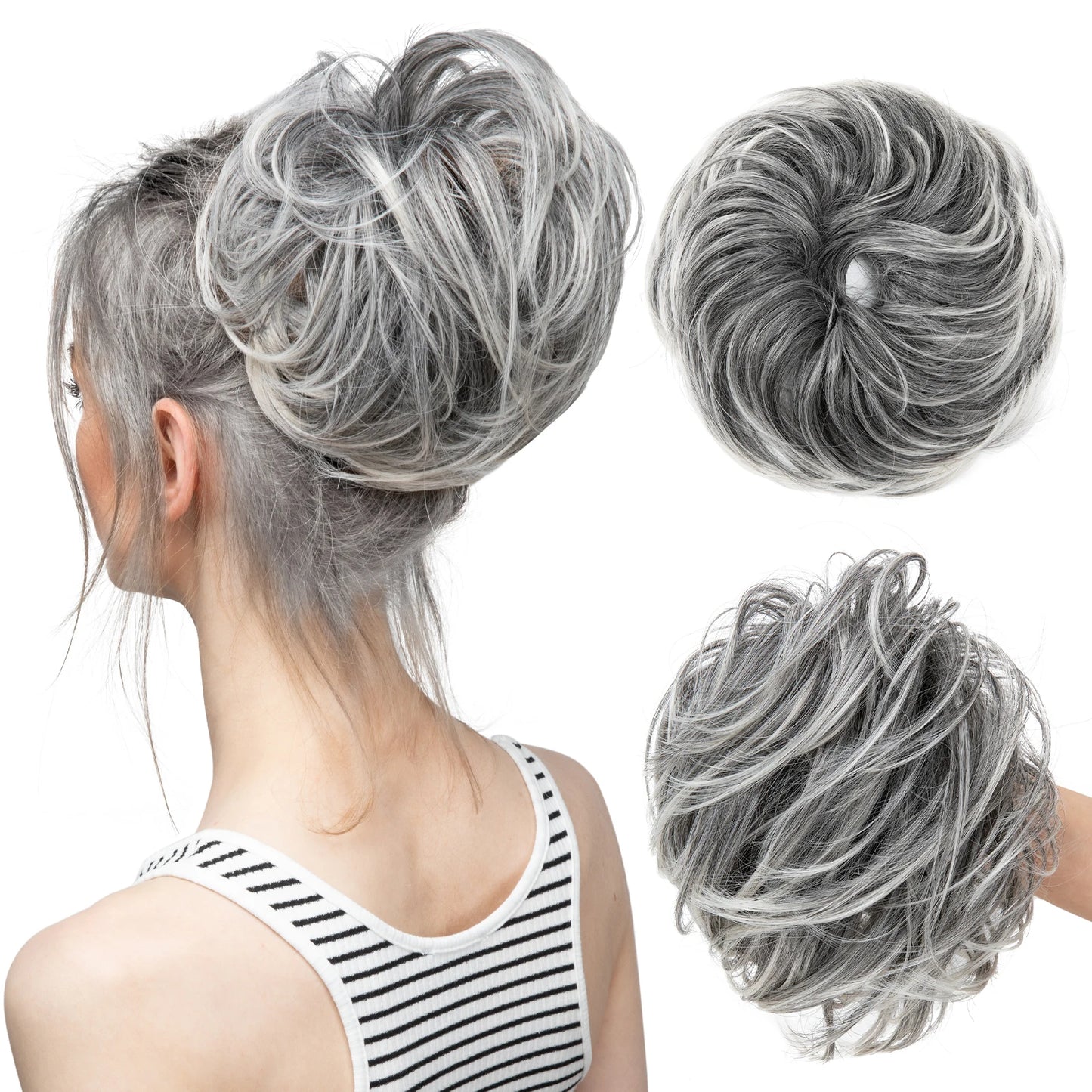 Synthetic Elastic Messy Bun Fake Hair Chignon Curly Scrunchie Updo Donut Hairpieces Bands Bundle Tail Blonde Hair For Women