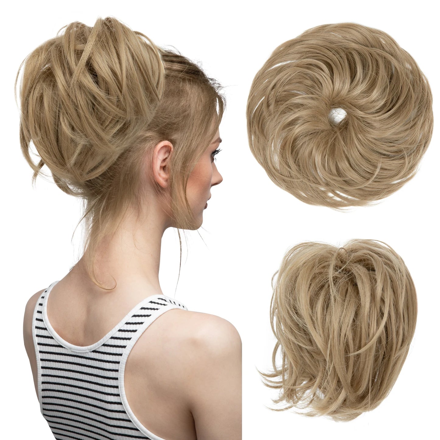 Synthetic Elastic Messy Bun Fake Hair Chignon Curly Scrunchie Updo Donut Hairpieces Bands Bundle Tail Blonde Hair For Women