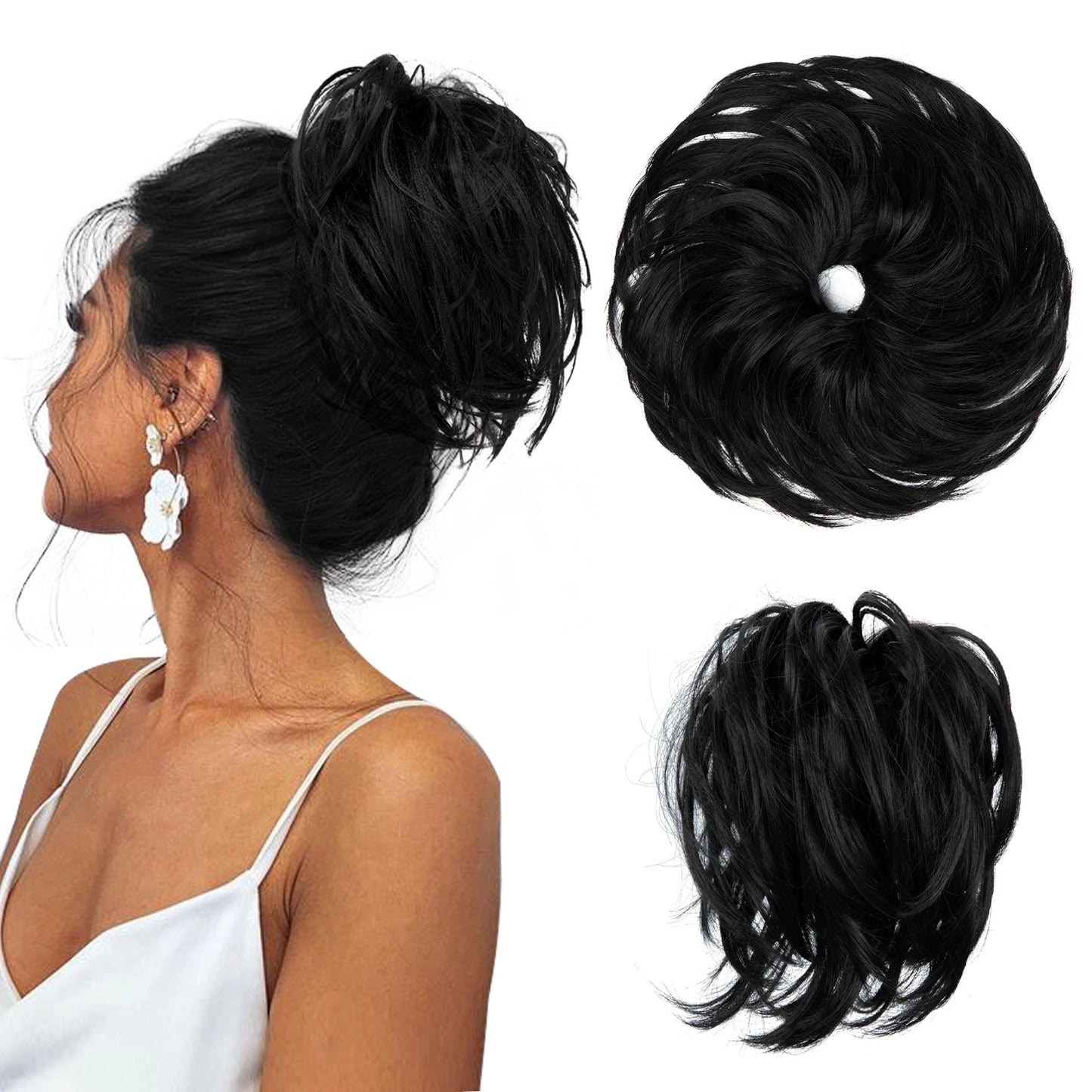 Synthetic Elastic Messy Bun Fake Hair Chignon Curly Scrunchie Updo Donut Hairpieces Bands Bundle Tail Blonde Hair For Women