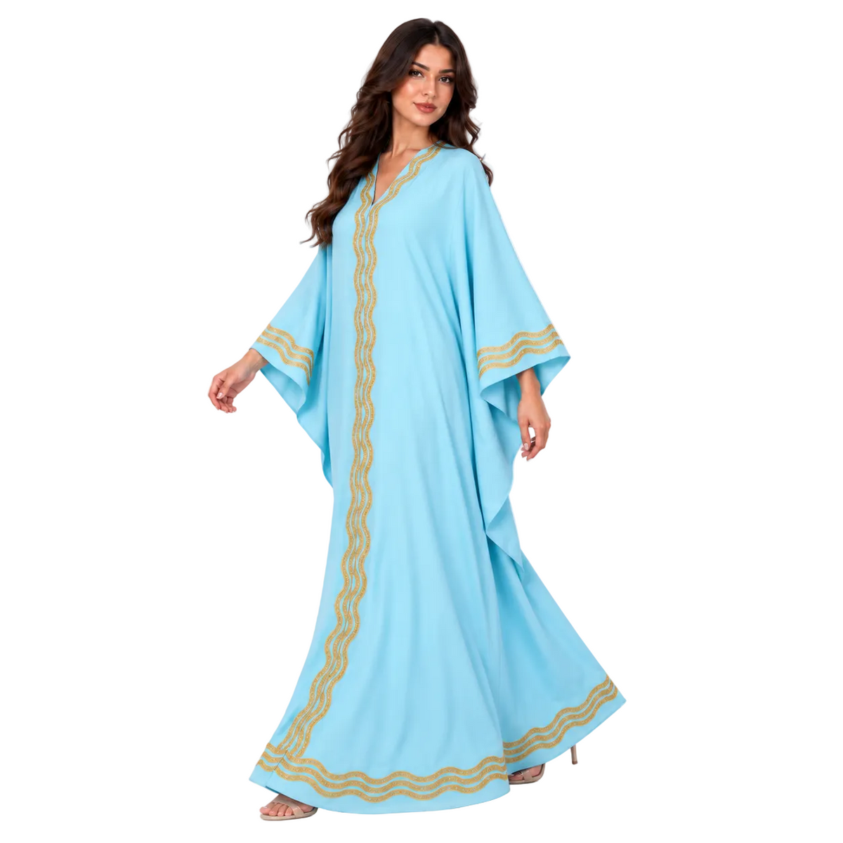 Sky Blue Embroidered Plus Size Kaftan