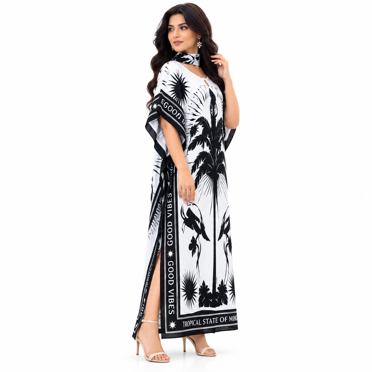 Elegant Black Print Women’s Baju Kaftan
