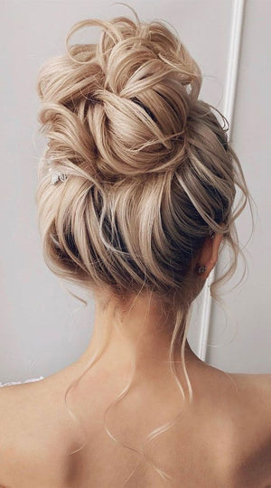 Blonde Large Thick Updo Messy Curly Hair Bun