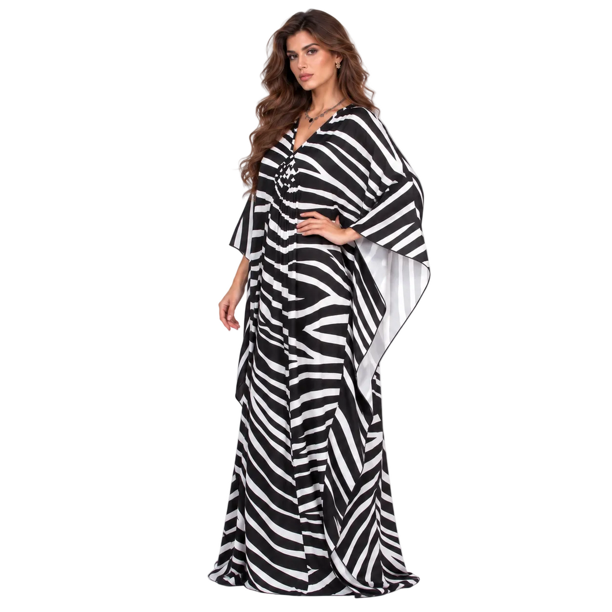 Black White Zebra Elegant Kaftan Dress