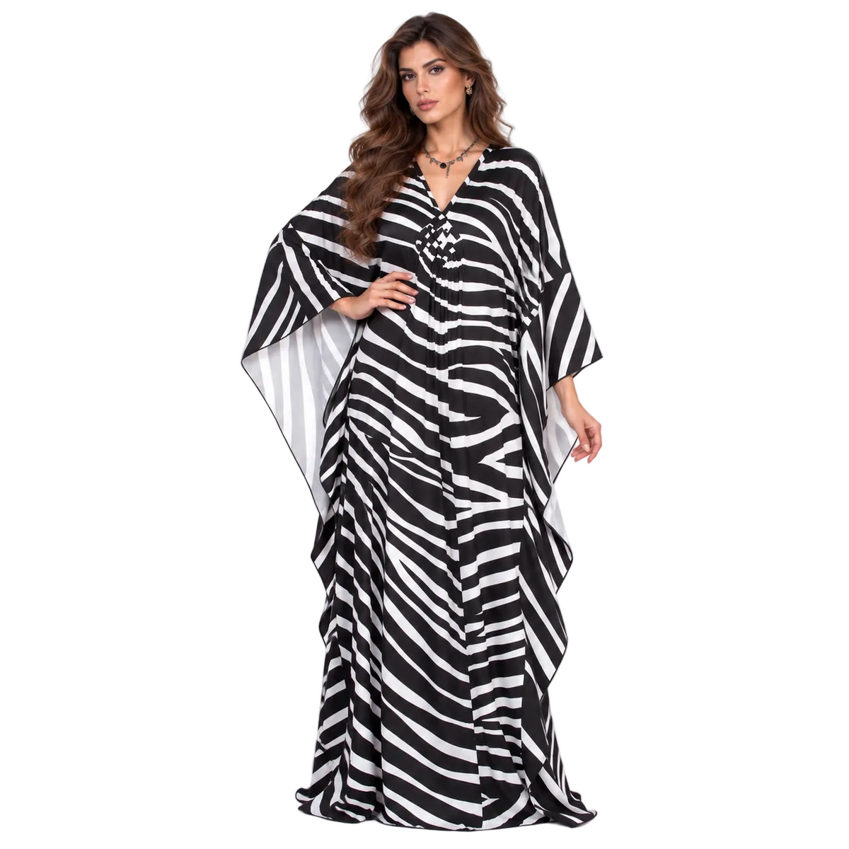 Black White Zebra Elegant Kaftan Dress
