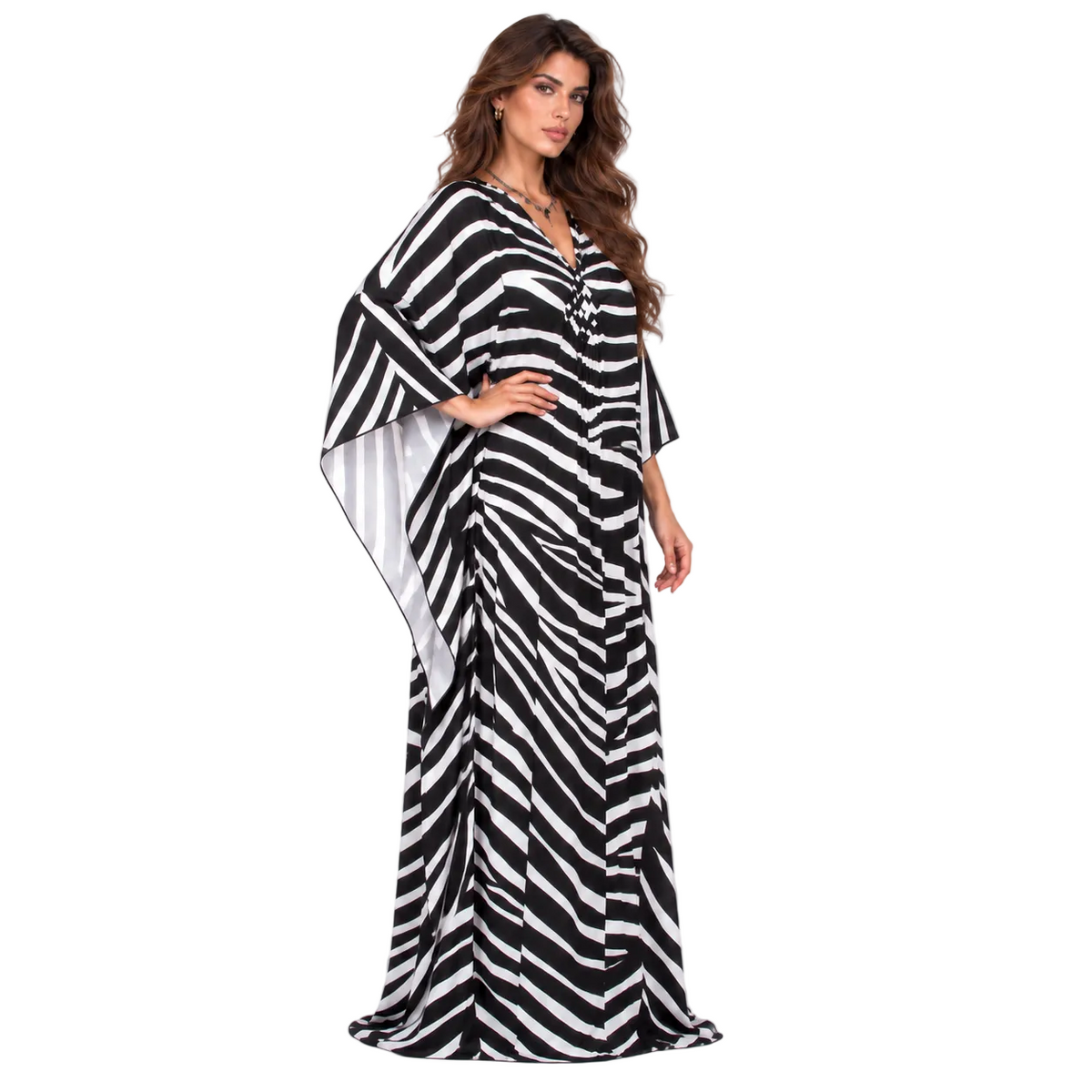 Black White Zebra Elegant Kaftan Dress