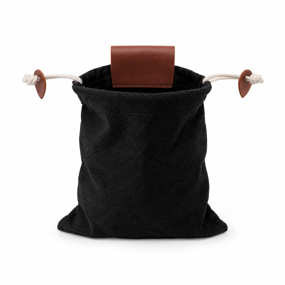 Black Waist Belt Pouch Brown Accents