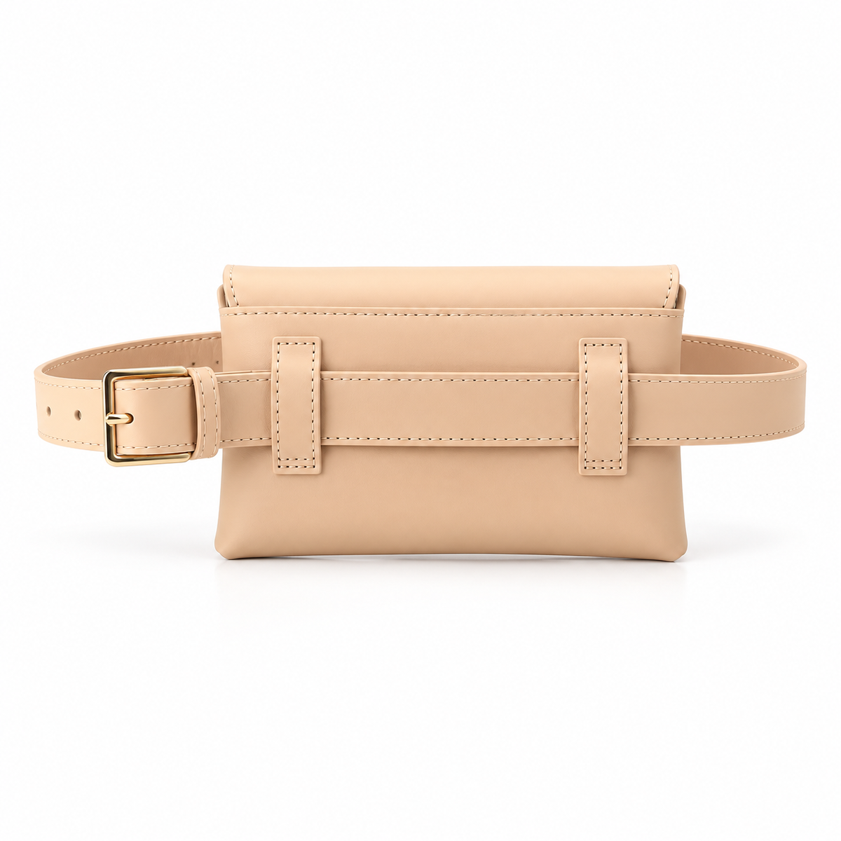 Beige Envelope Waist Bag With Belt