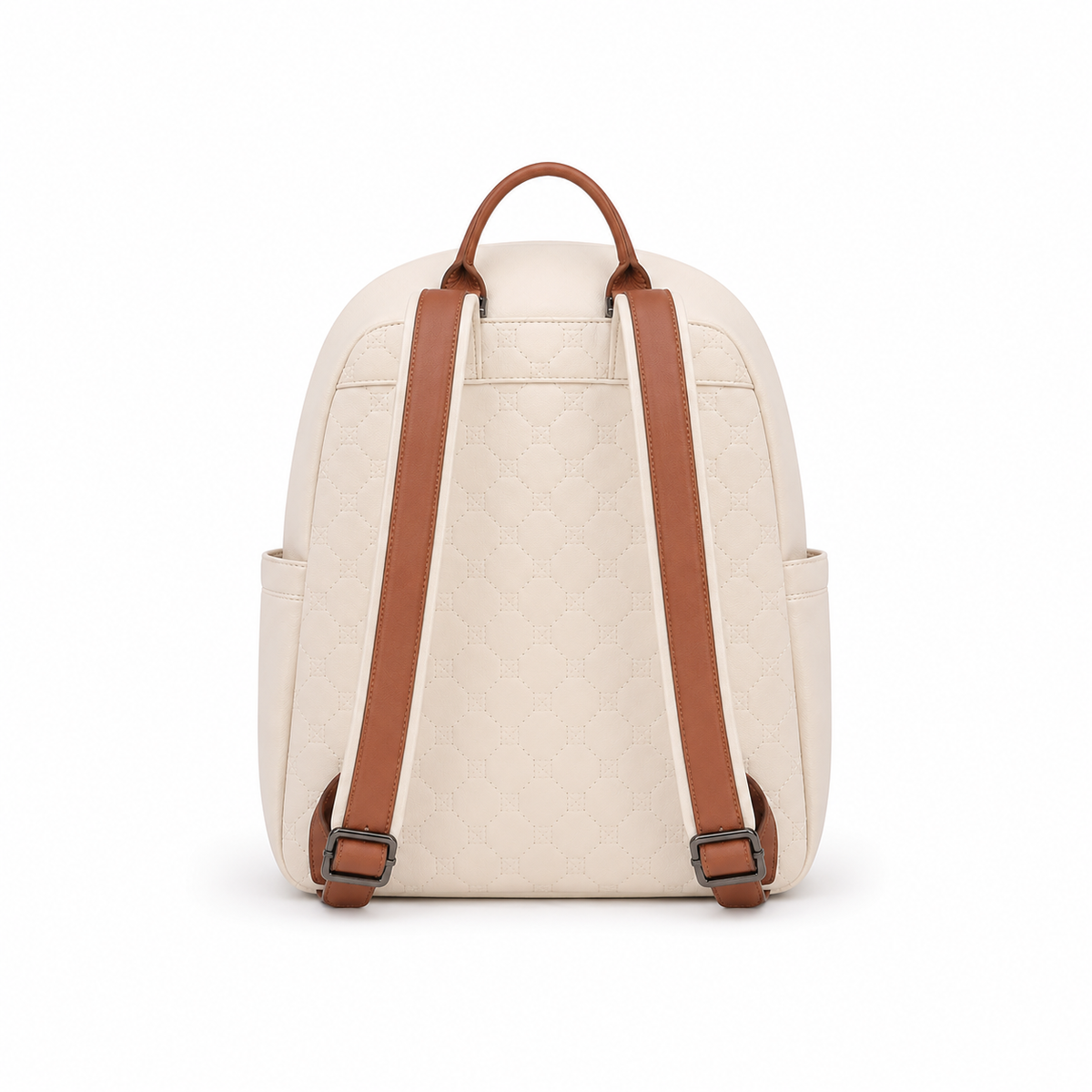 Cream Quilted Leather Backpack
