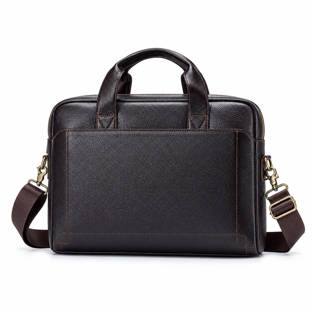 Classic Leather Briefcase With Shoulder Strap