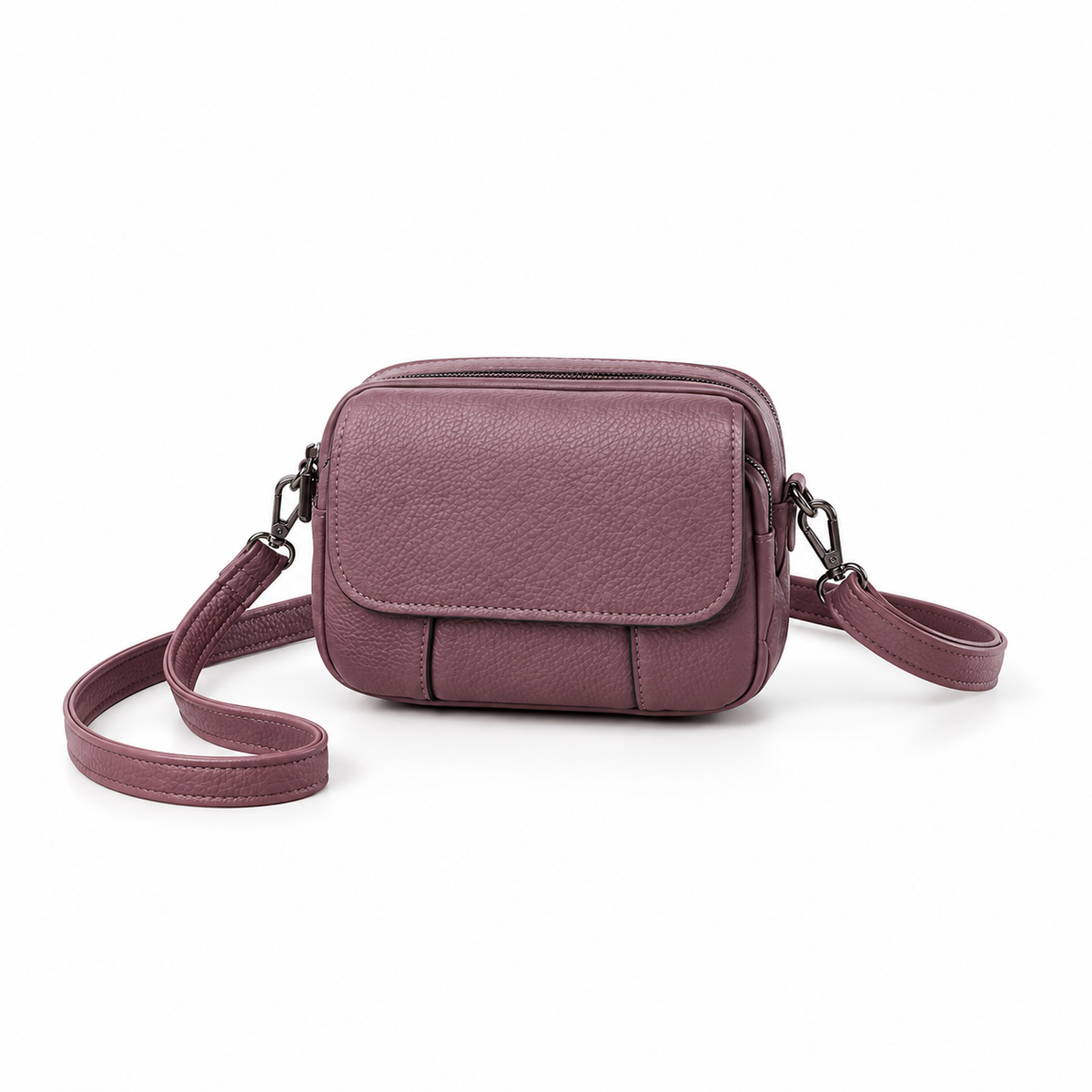 Mauve Textured Crossbody Shoulder Bag
