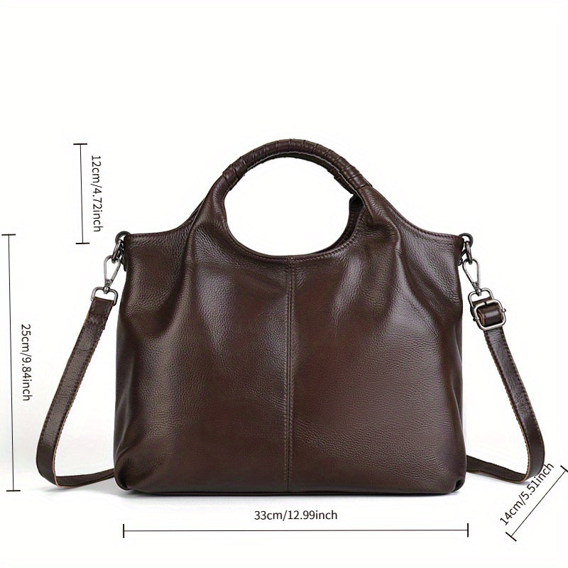 Multi-Functional Messenger Handbag, High-End Genuine Leather Women's Bag, Ethnic Fashion Layer Cowhide Large-Capacity Tote Bag