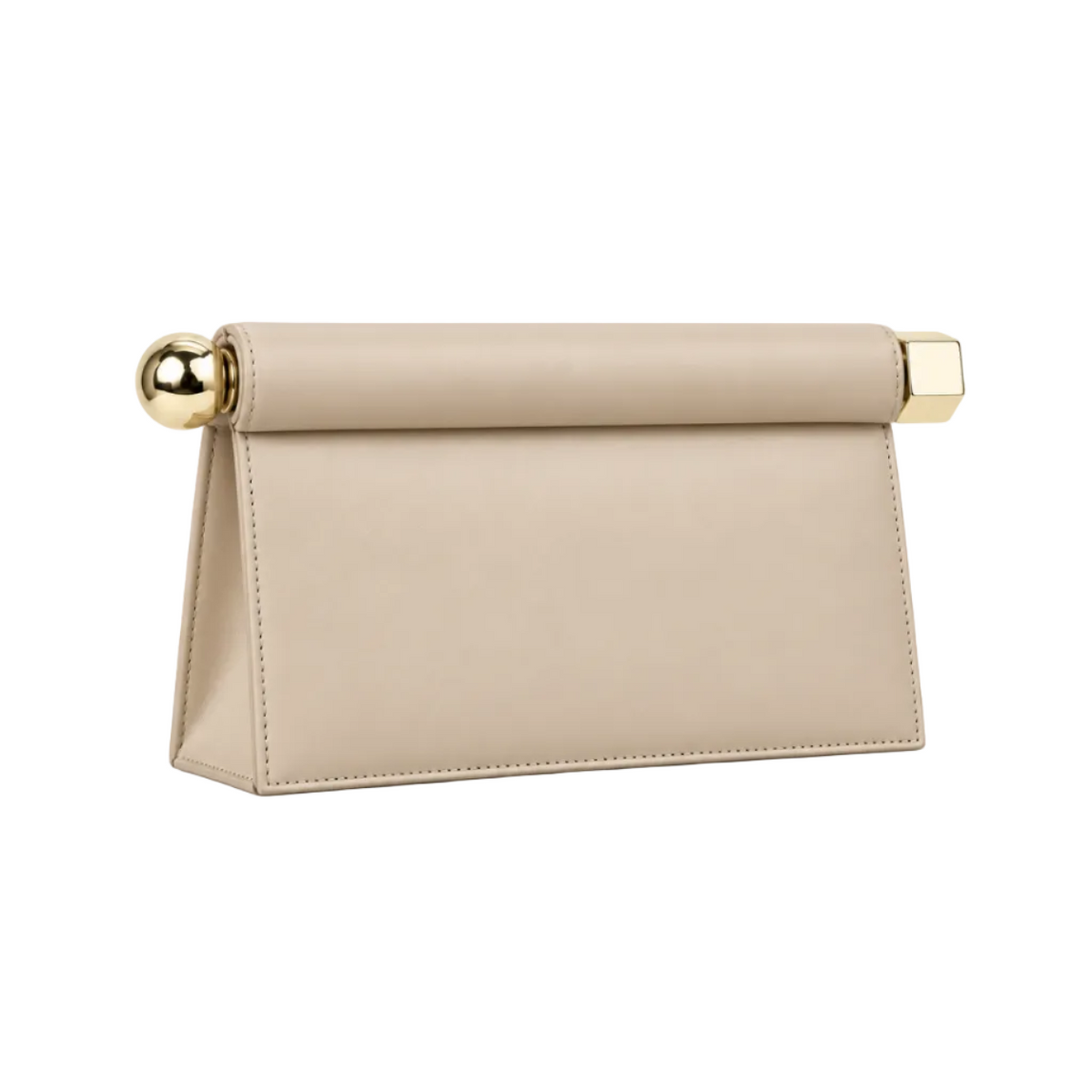 Elegant Beige Leather Evening Clutch Bag