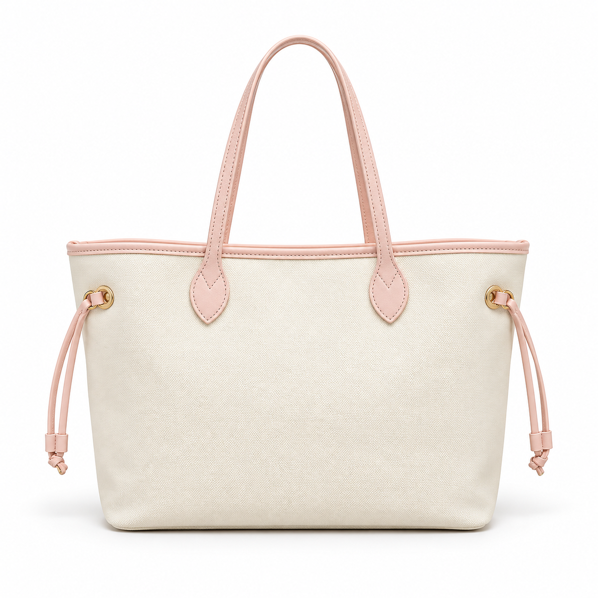 Elegant Vegan Cream Tote Pink Trim