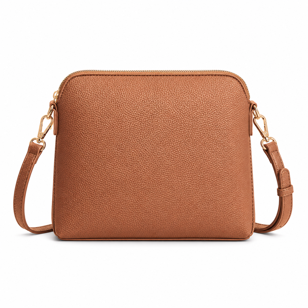Classic Cognac Brown Textured Crossbody Bag