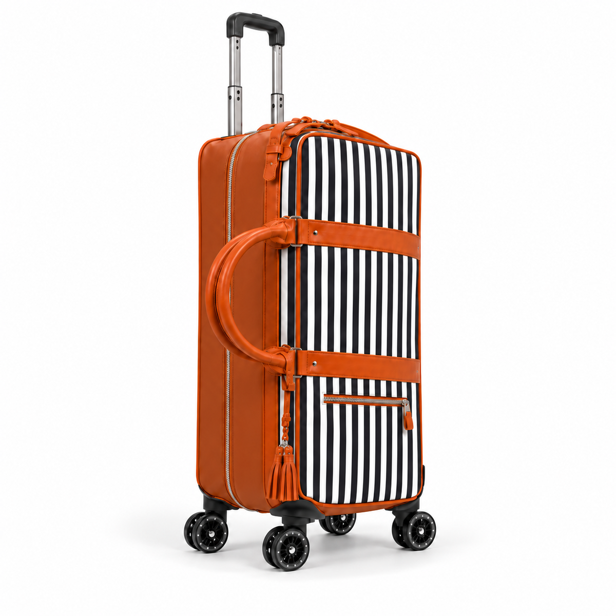 Classic Striped Trolley Bag With Wheels