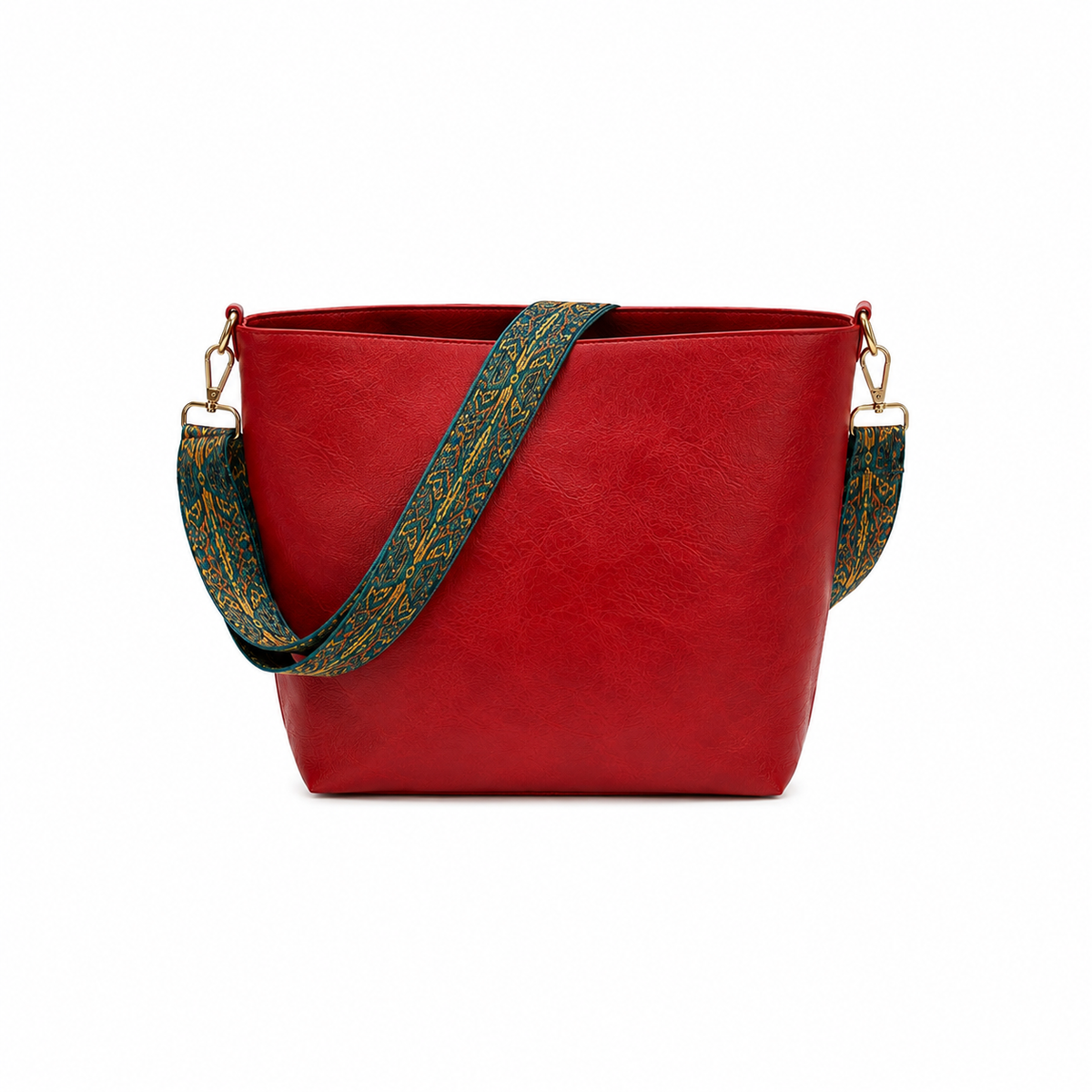Red Textured Shoulder Tote Bag