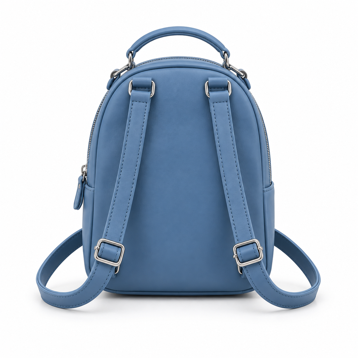 Denim Blue Vegan Leather Mini Backpack