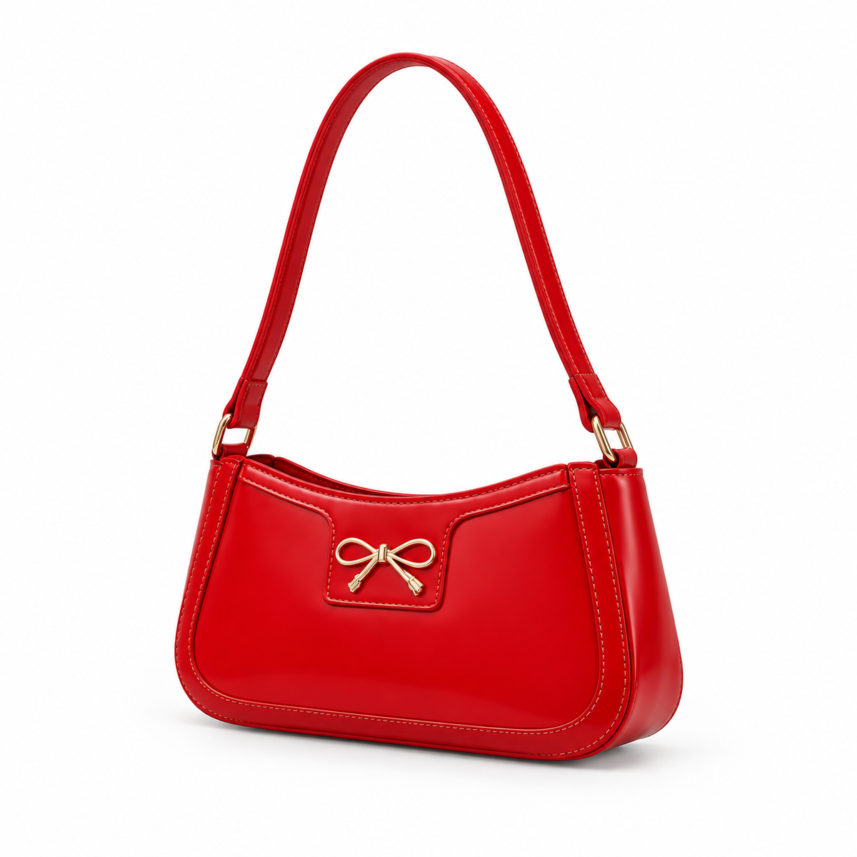 Elegant Red Bow Shoulder Bag