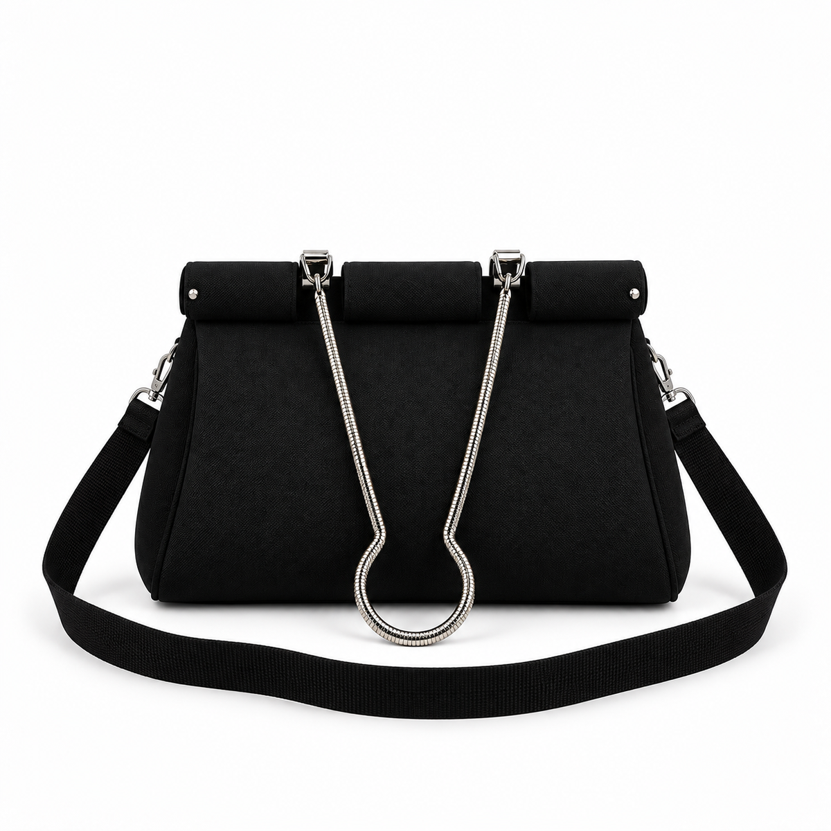 Black Chain Strap Structured Shoulder Bag