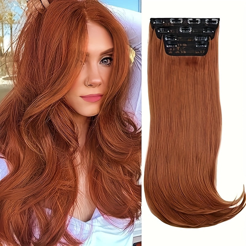 Clip In Hair Extensions, Hair Extensions for Women Straight Layered Hair Extensions Synthetic Heat Resistant Long Wavy Daily Use 20 Inch