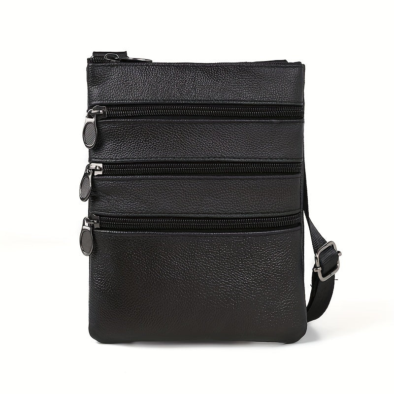 Men's Genuine Cowhide Leather Sling Bag, Shoulder Bag, Casual And Fashionable Crossbody Bag