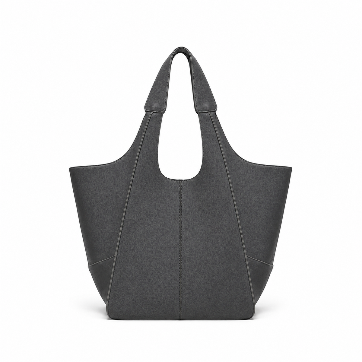 Dark Grey Textured Shoulder Tote Bag