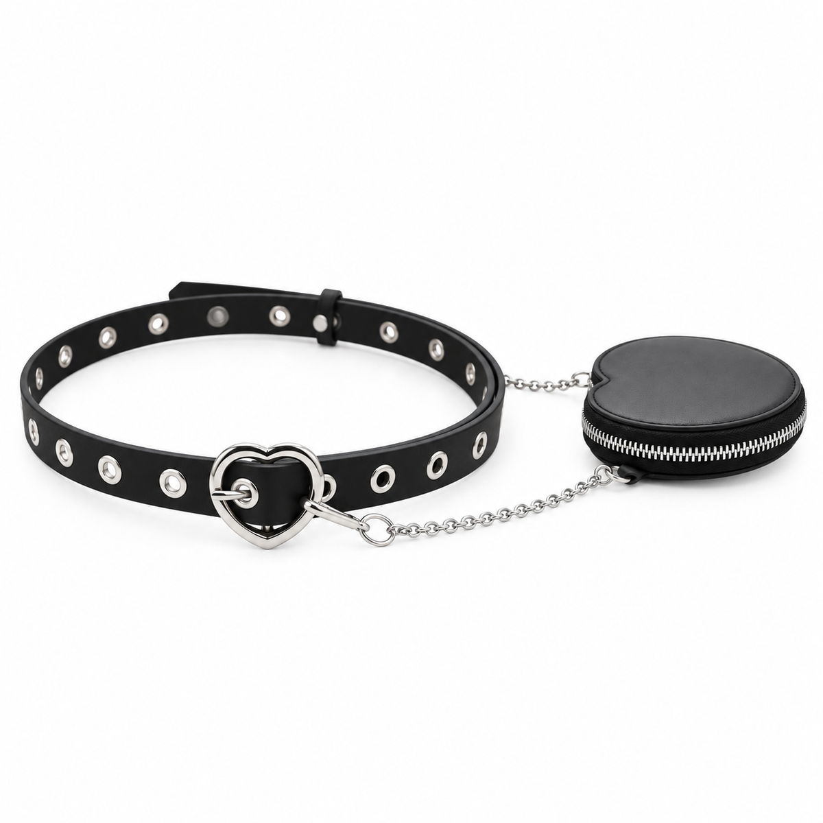 Black Heart Buckle Belt Pouch Set