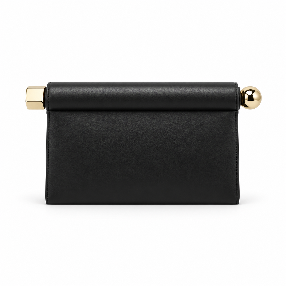 Elegant Black Leather Evening Clutch Bag