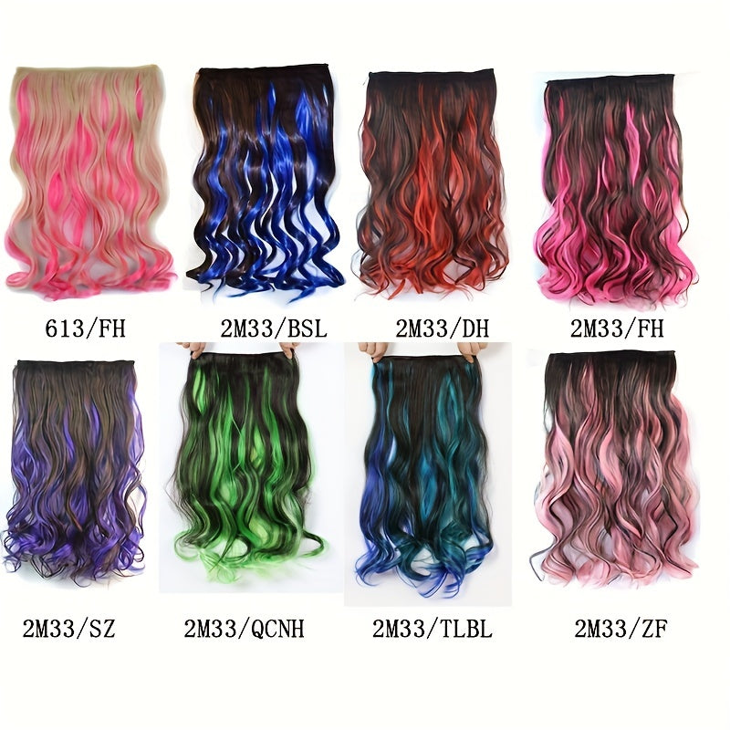 One Piece Hair Extension Synthetic 5 Clip Long Curly Hair Extensions Wig Natural Lifelike Wig