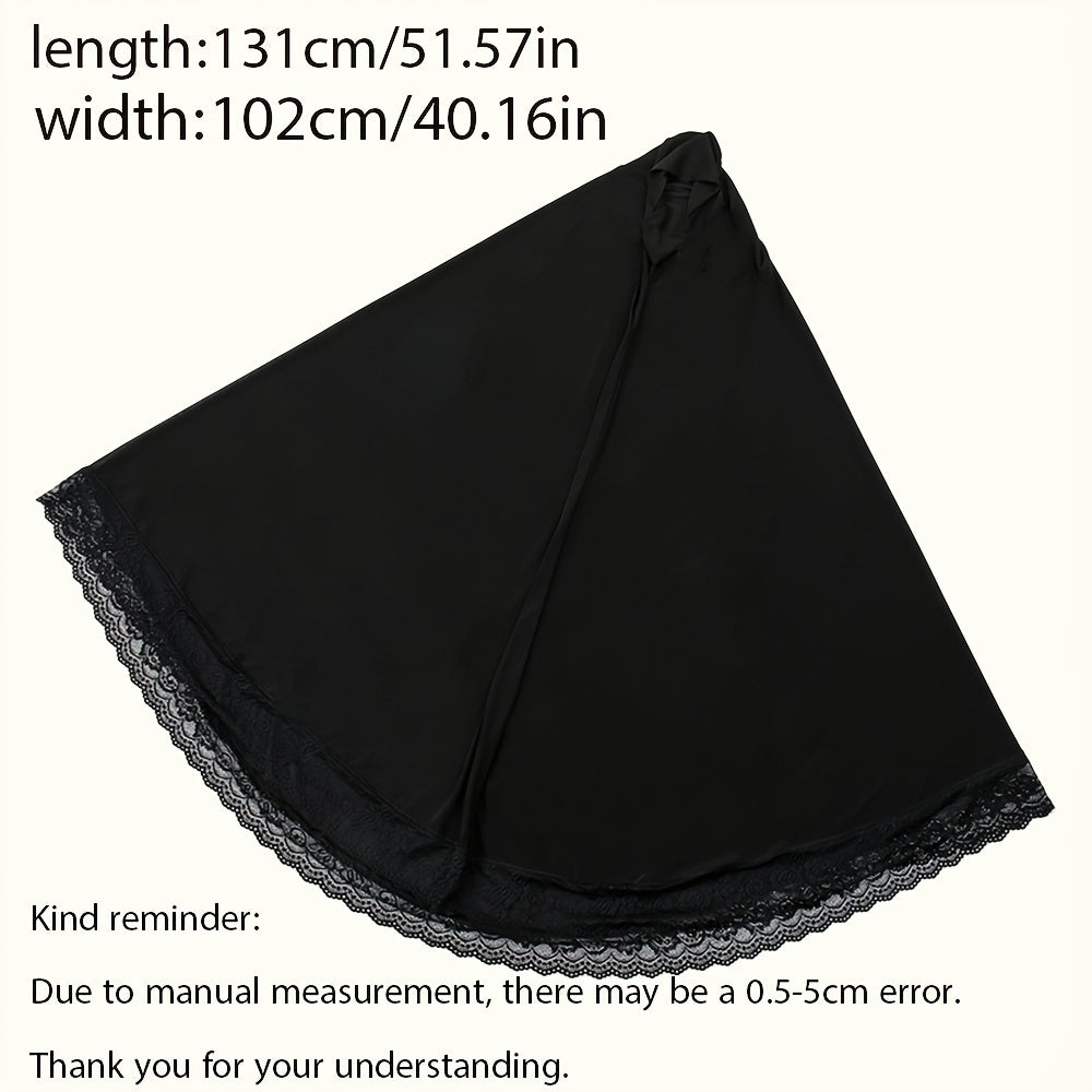 Elegant Muslim Khimar Abaya with Lace Trim - Lightweight Polyester, Breathable & Wind Shielding, Machine Washable Smooth Solid Color Design for Casual & Outdoor Wear, & Versatile Styling, Hijab Scarf