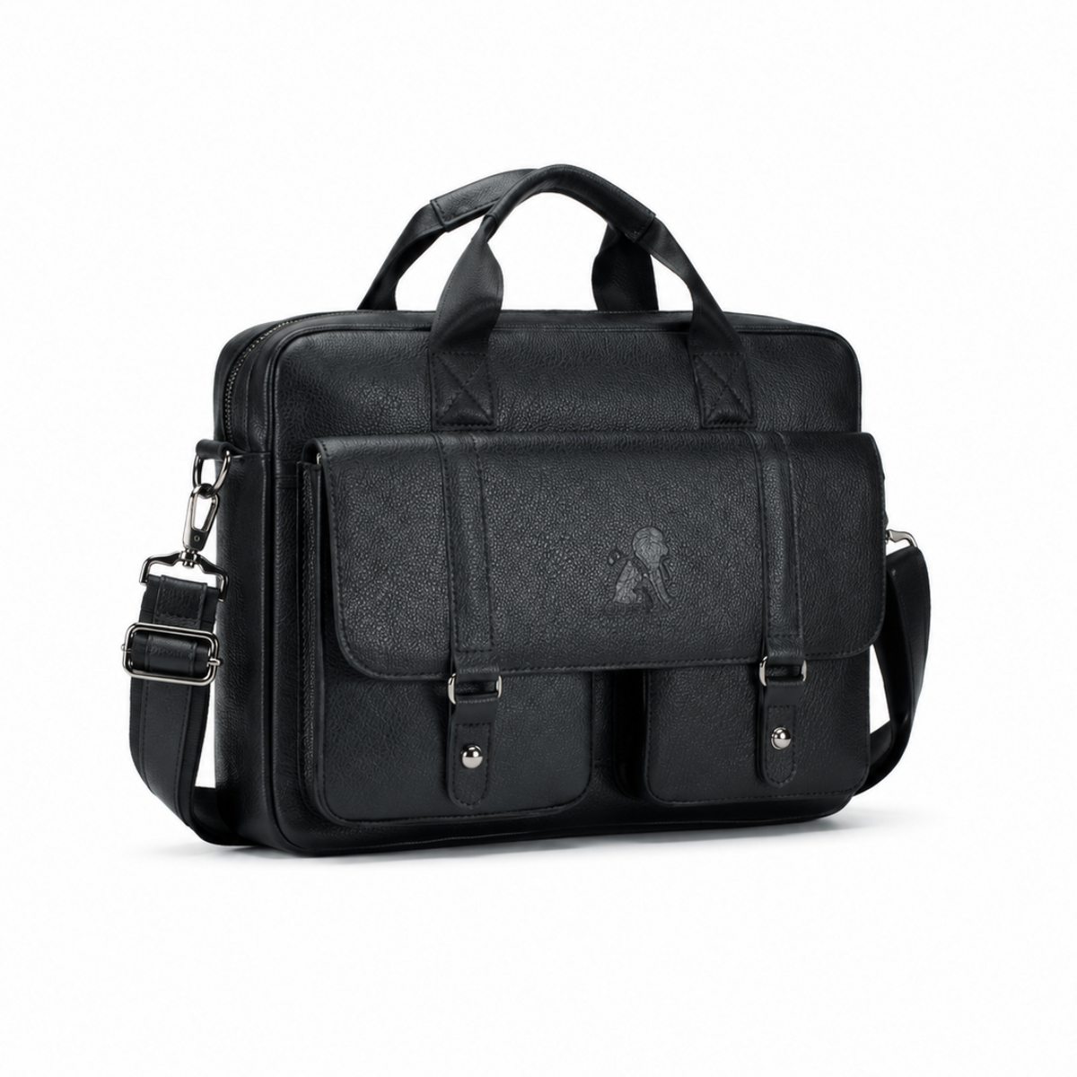 Premium Black Leather Laptop Briefcase Bag