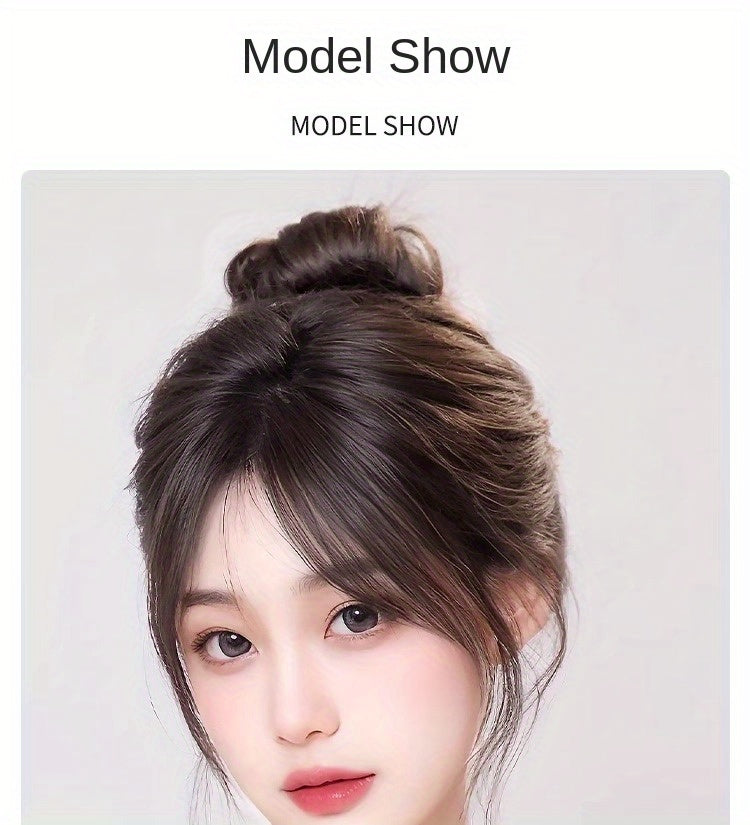 Women's 360° Coverage Synthetic Hairpiece with Middle Part Eight-Character Bangs