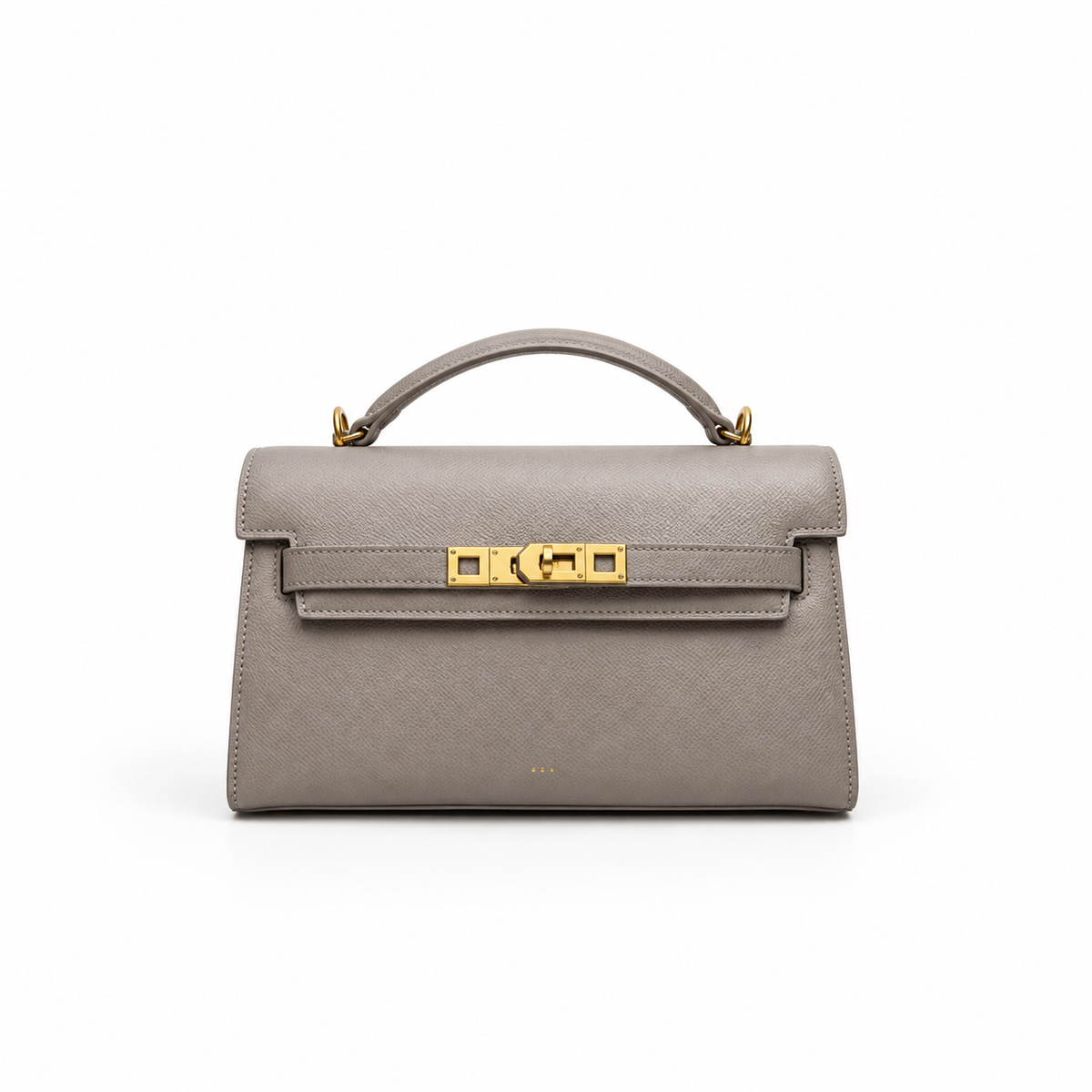 Elegant Taupe Structured Top Handle Handbag