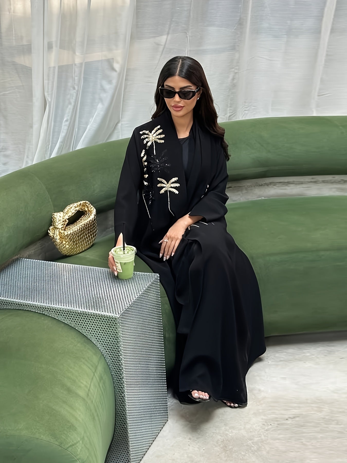 New Hot Middle Eastern Muslim Women's Kaftan Abaya: Black Turkish-Style Elegant Long Dress with Beadwork, Ethnic Party Evening Gown for Ladies