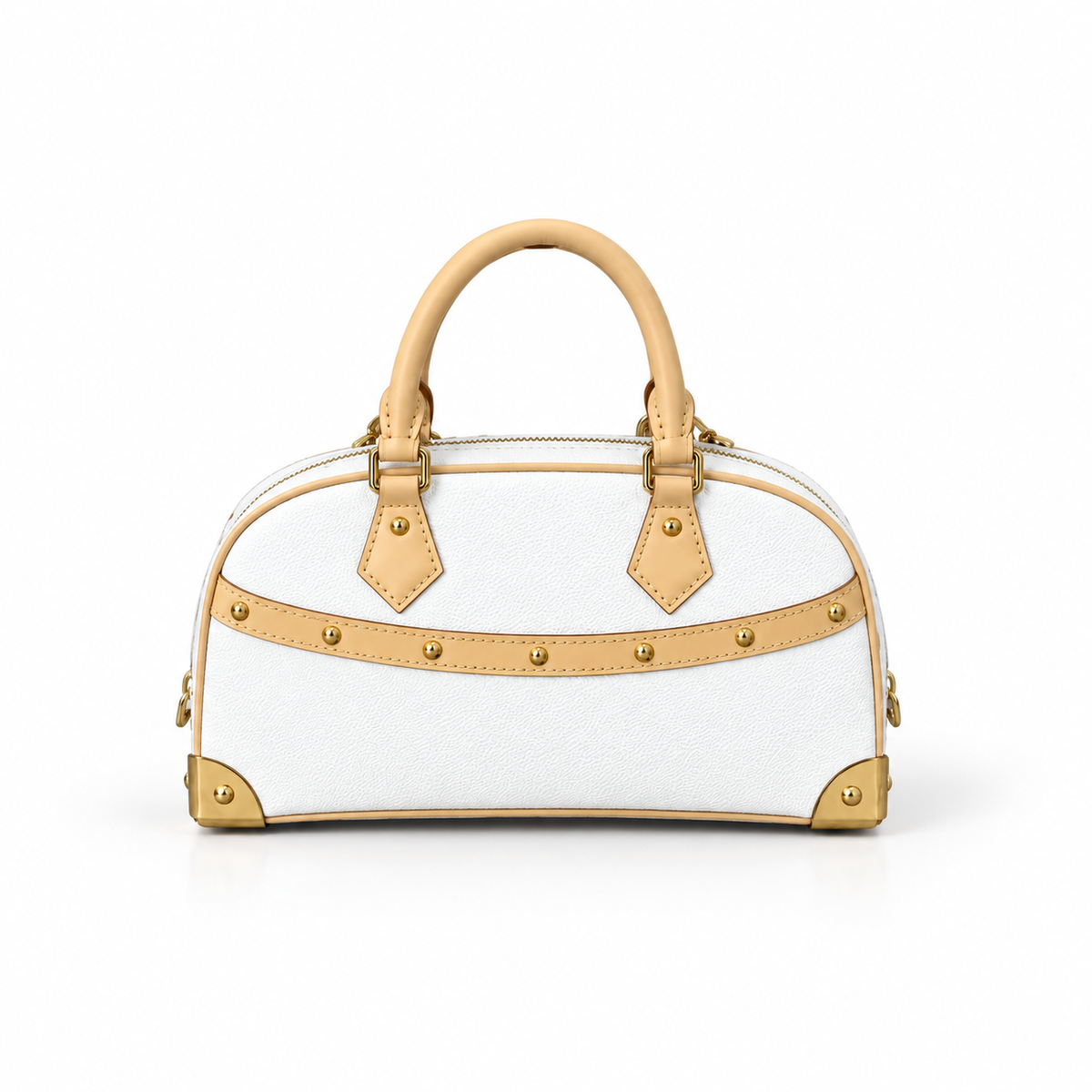 Elegant White Bow Trim Satchel Handbag