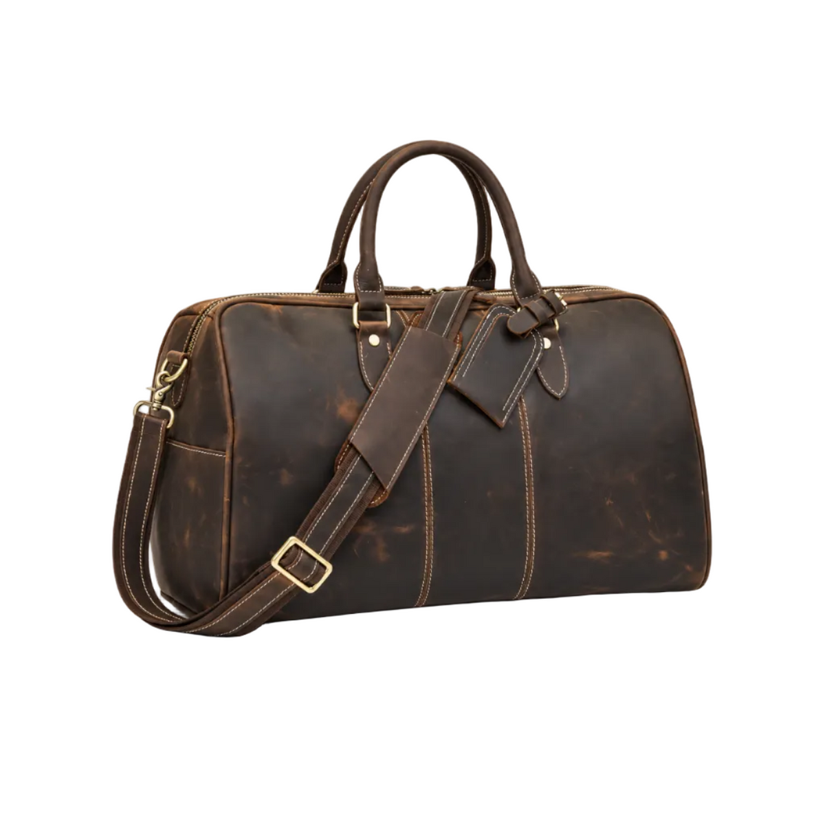 Vintage Brown Leather Travel Duffel Bag