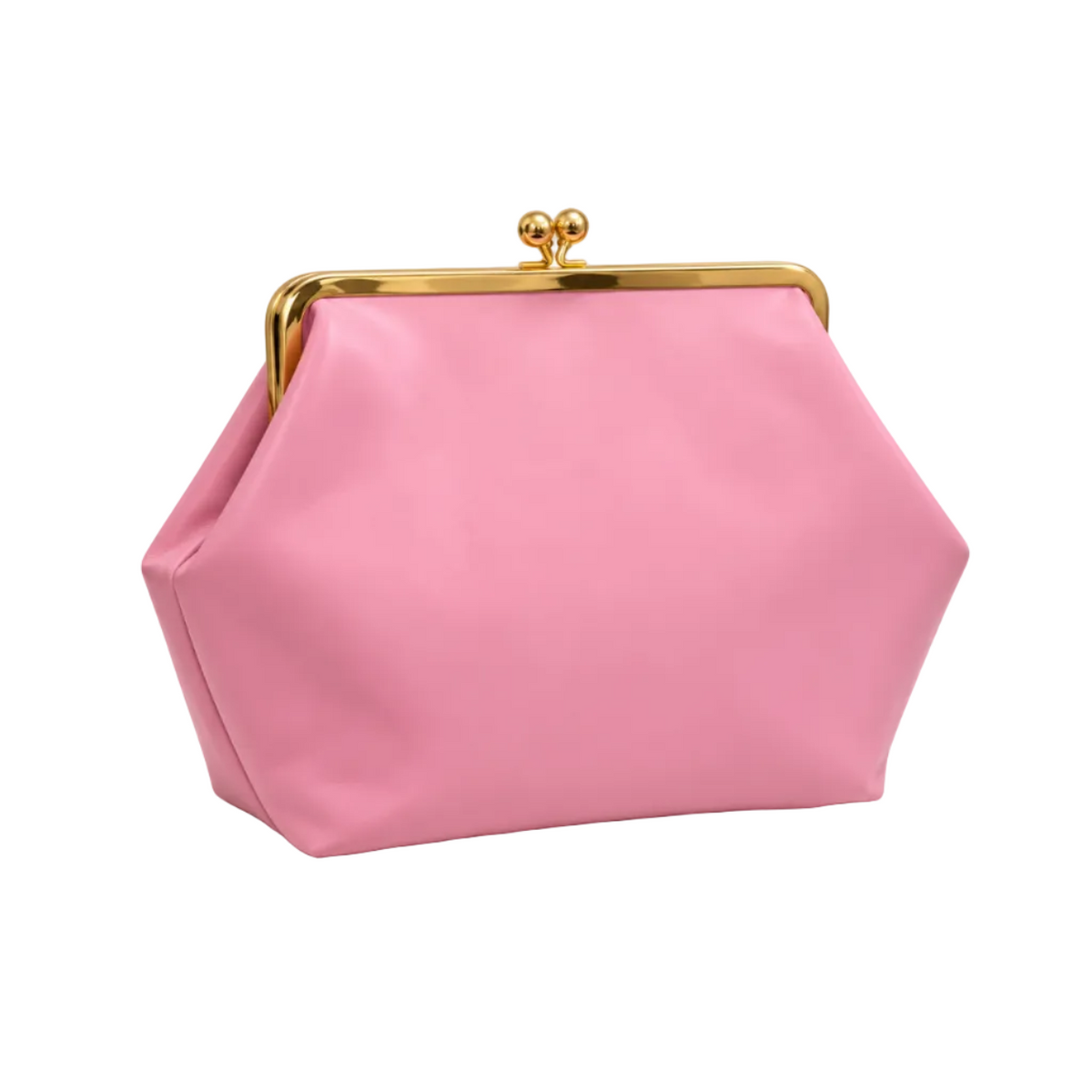 Elegant Pink Gold Frame Kisslock Clutch