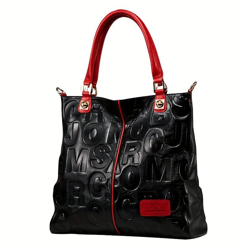 Fashionable Motorcycle Bag, Tote Bag, Genuine Leather Women's Bag, Zipper Handbag, Shoulder Bag, Fashionable Hand-held Crossbody Bag
