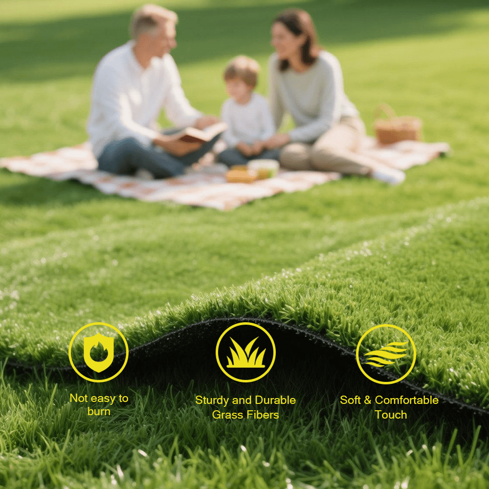High-Realistic Artificial Grass Turf with Rubber Backing – Soft Fake Grass, No Watering/Mowing/Fertilizing, Saves Time & Water, Year-Round Green, Ideal for Indoor/Outdoor, Yard, Balcony, Thanksgiving decorations, Christmas