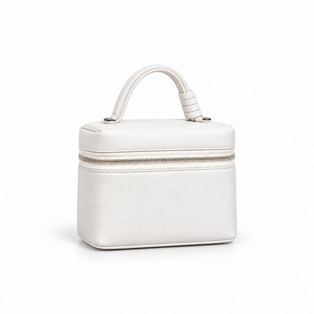 Elegant White Structured Vanity Handle Bag