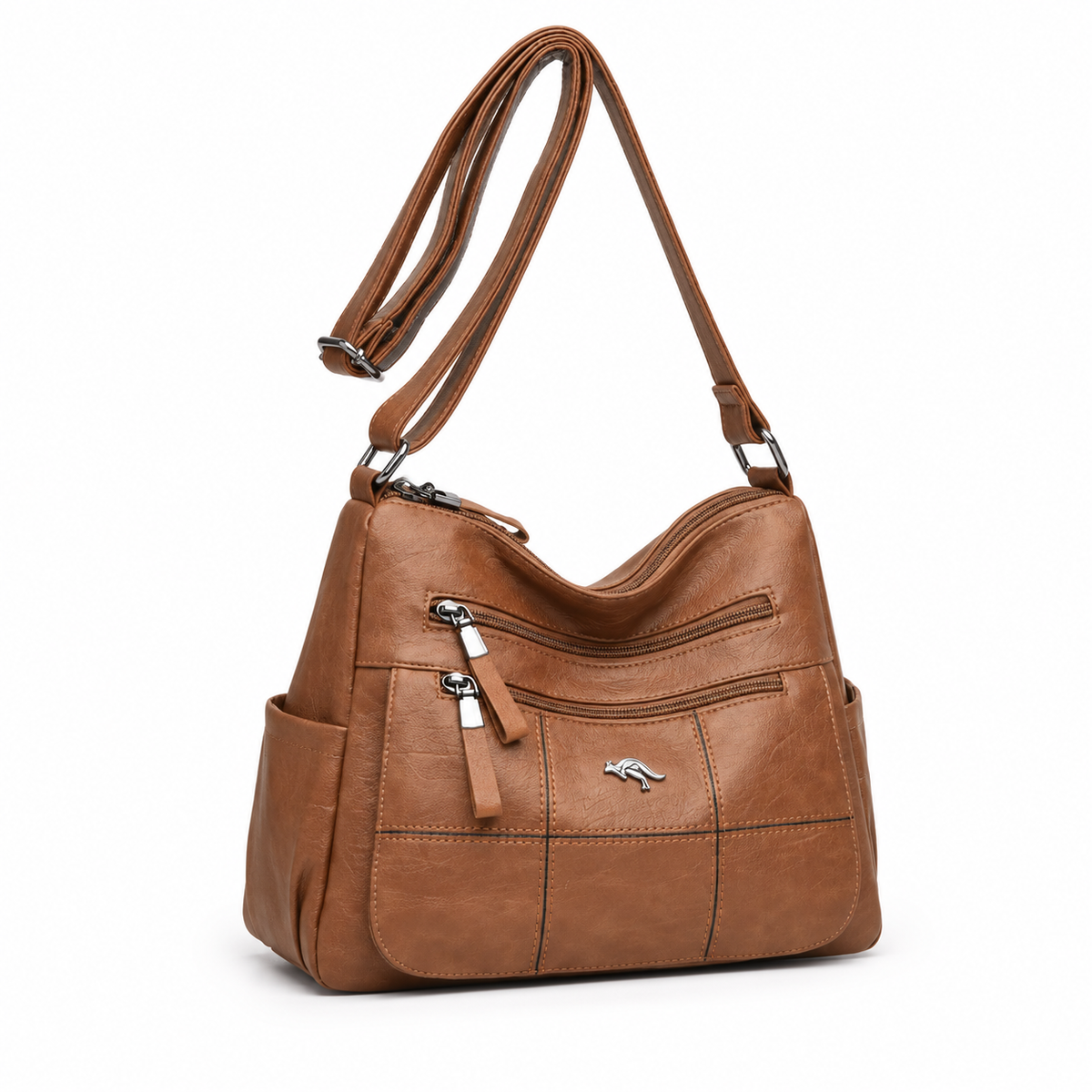 Brown Multi Pocket Adjustable Crossbody Bag