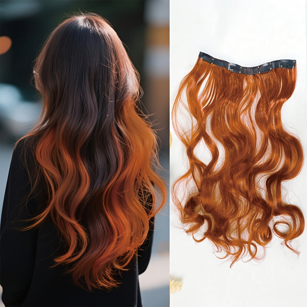 18 Inch Long Curly Clip-in Hair Extensions - Women's Versatile 4 Clip Design, Multi-color Optional, Suitable for Halloween and Christmas, New Year and other festive occasions, Easy to use