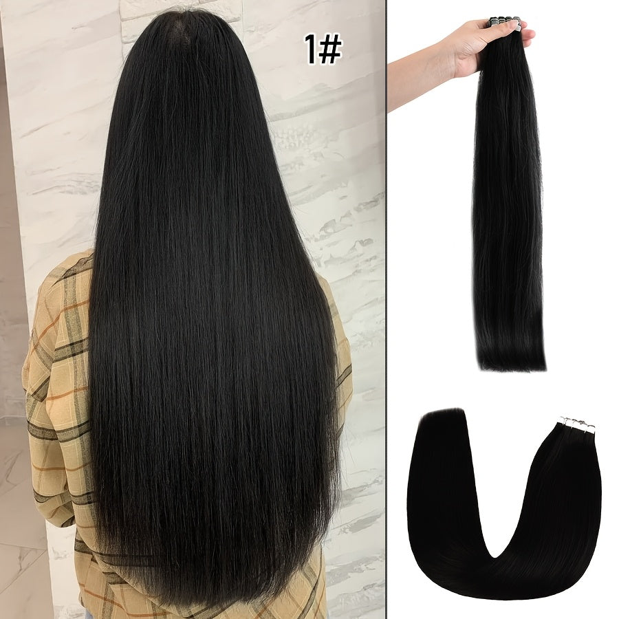 16 Packs Mini Tape In Hair Extensions Human Hair - Looking Seamless Clip-In for short hair, 12-24 Inch Lengths, Straight for Caucasian Women, Volume & Length Addition (Mini Tape System)