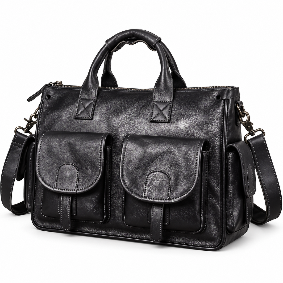 Classic Black Multi Pocket Overnight Bag